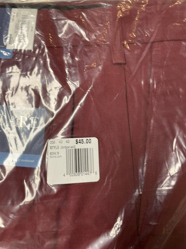 36 X 34 Croft and Barrow Pleated Wine Colored Khakis