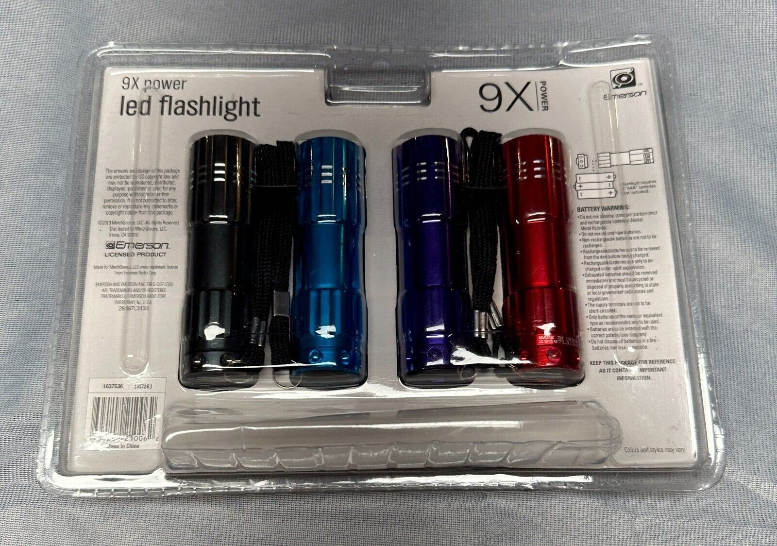 4 Pack of Emerson Portable Home Auto Emergency LED Flashlights 9x Power NIB