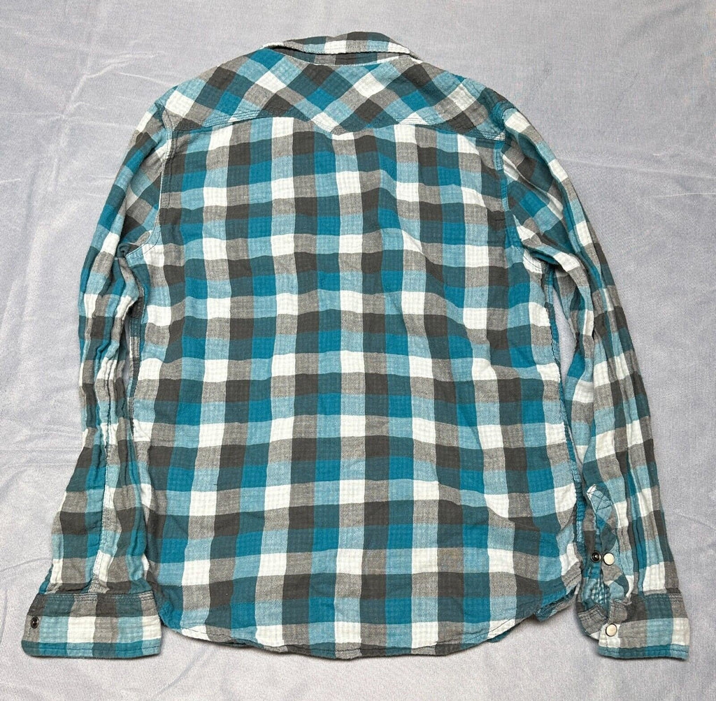 Mens The Original Legendary Goods 44mm Small Button Down Shirt Blue Grey Flannel