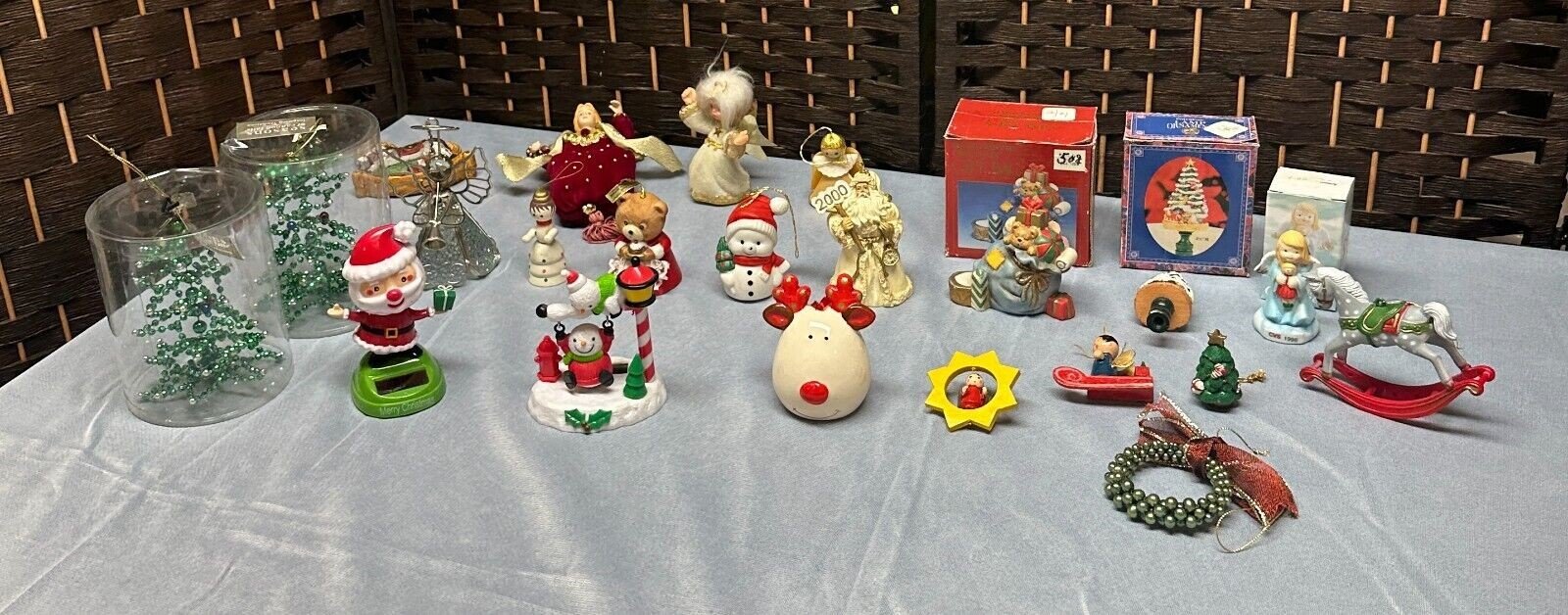 Lot 20+ Vtg Christmas Ornaments Wood Glass Metal Plastic Estate Collection