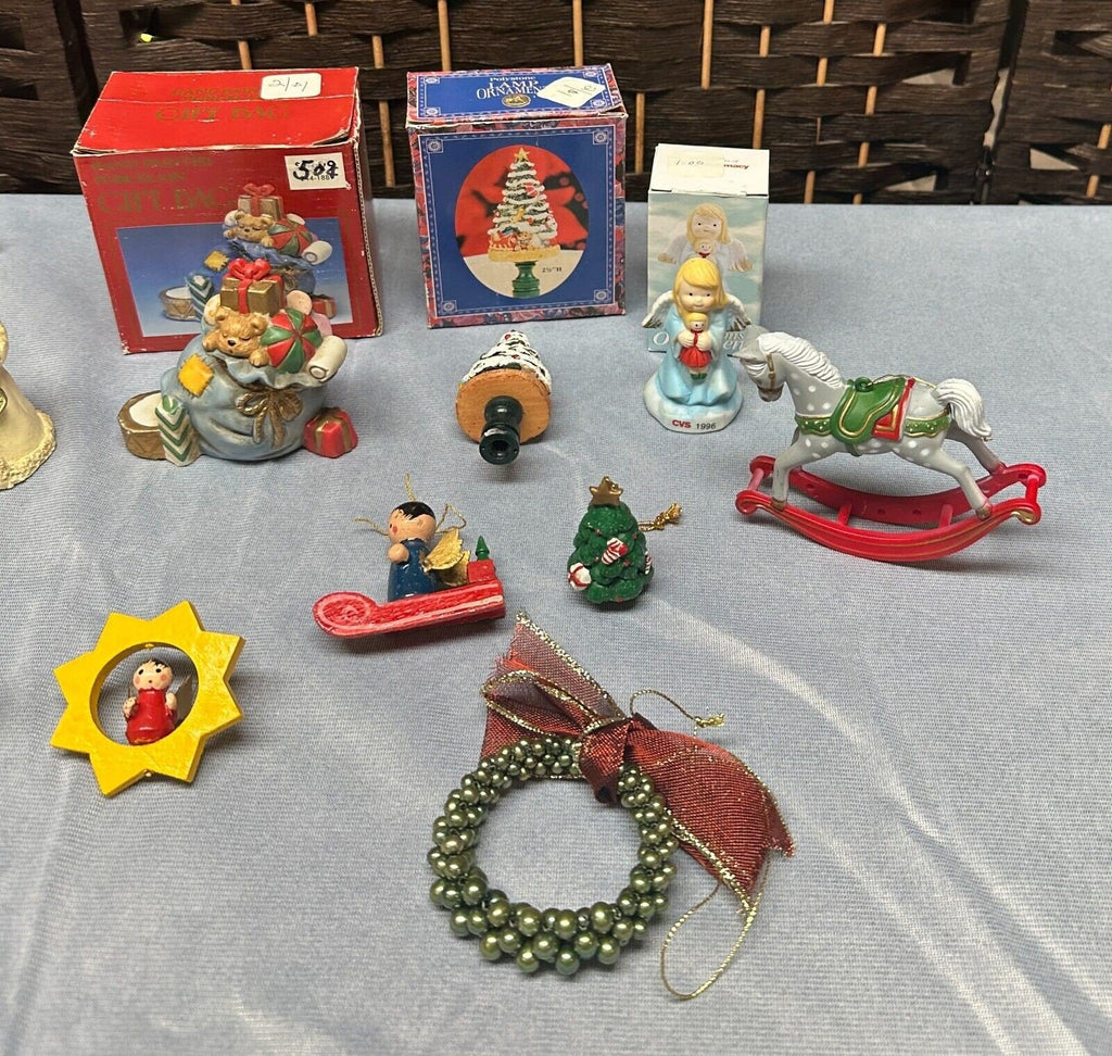 Lot 20+ Vtg Christmas Ornaments Wood Glass Metal Plastic Estate Collection