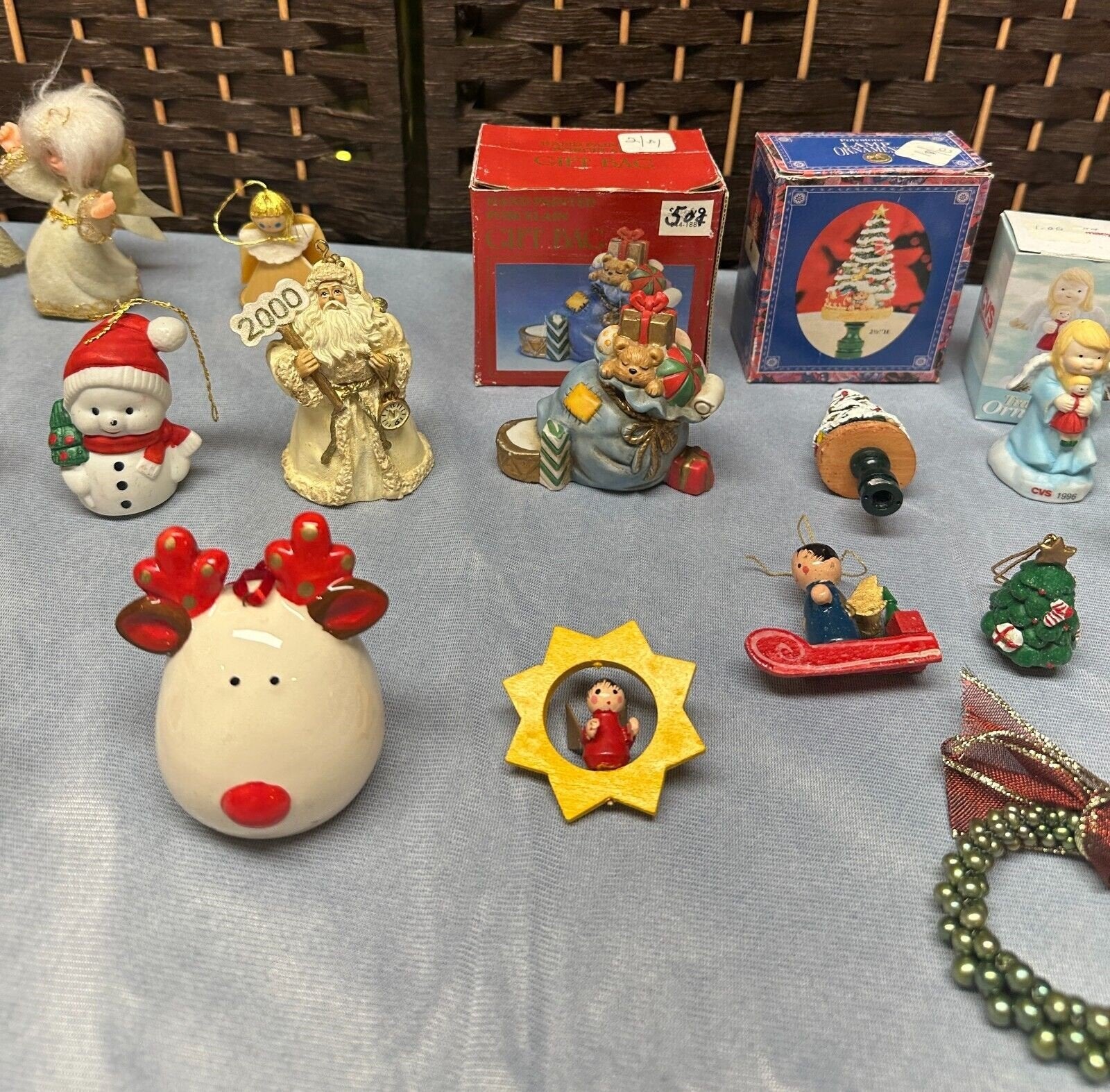 Lot 20+ Vtg Christmas Ornaments Wood Glass Metal Plastic Estate Collection