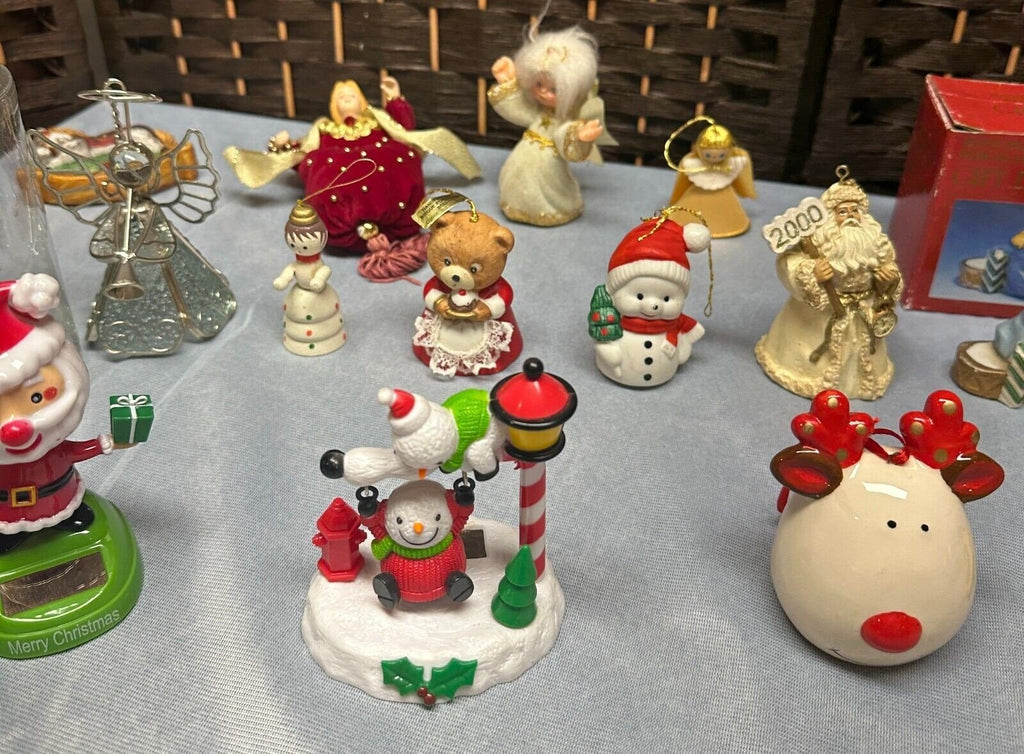 Lot 20+ Vtg Christmas Ornaments Wood Glass Metal Plastic Estate Collection