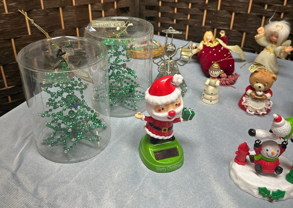 Lot 20+ Vtg Christmas Ornaments Wood Glass Metal Plastic Estate Collection