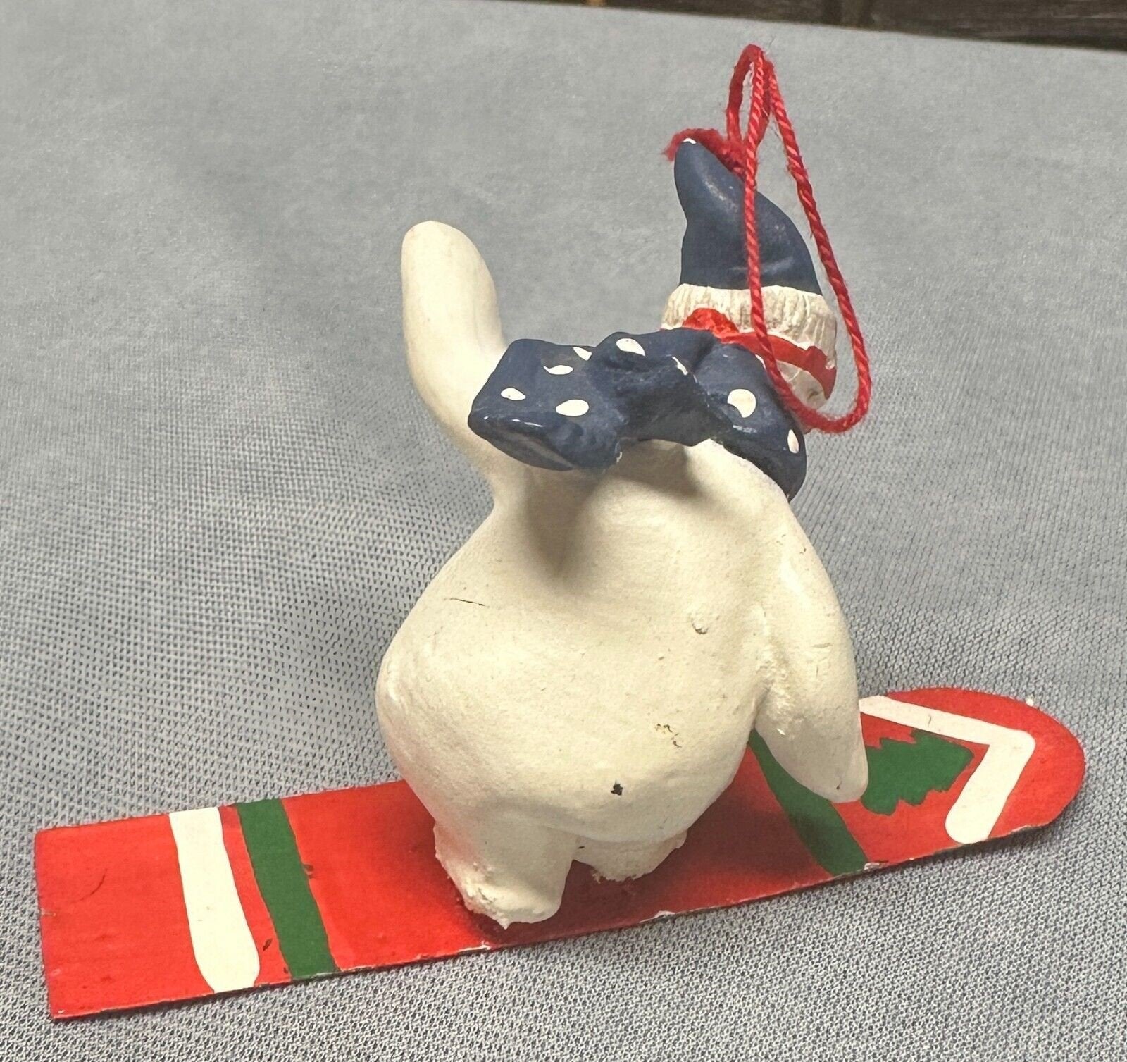 Vintage Snowman on Metal Snowboard Christmas Ornament