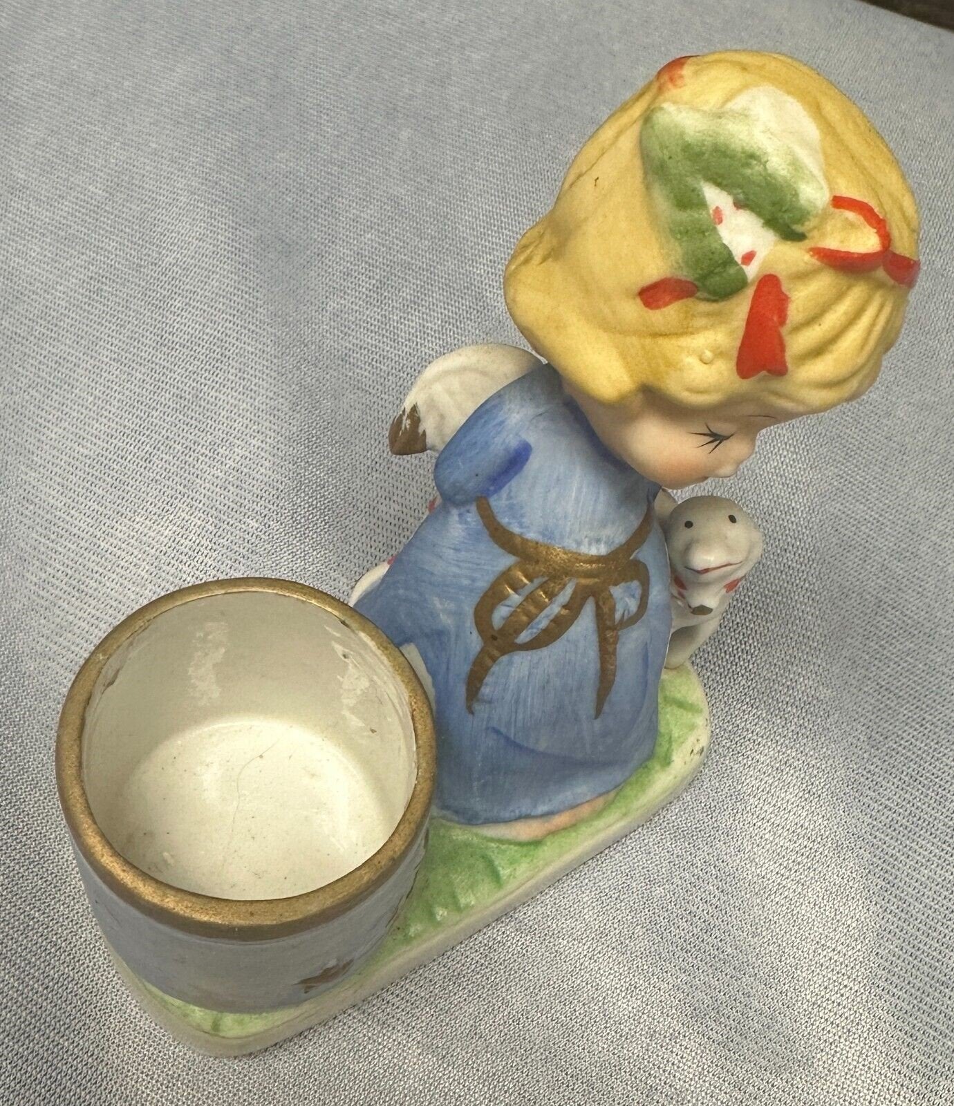 Vintage Jasco Taiwan Hand Painted Christmas Luvkins Angel with Lamb Figurine