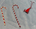 Vintage Candy Cane Ornaments and Tiny Red Metal Bicycle Bike Lot