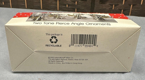 1992 International Christmas 4 Two Tone Silver Pierce Angle Angel Ornaments wBox