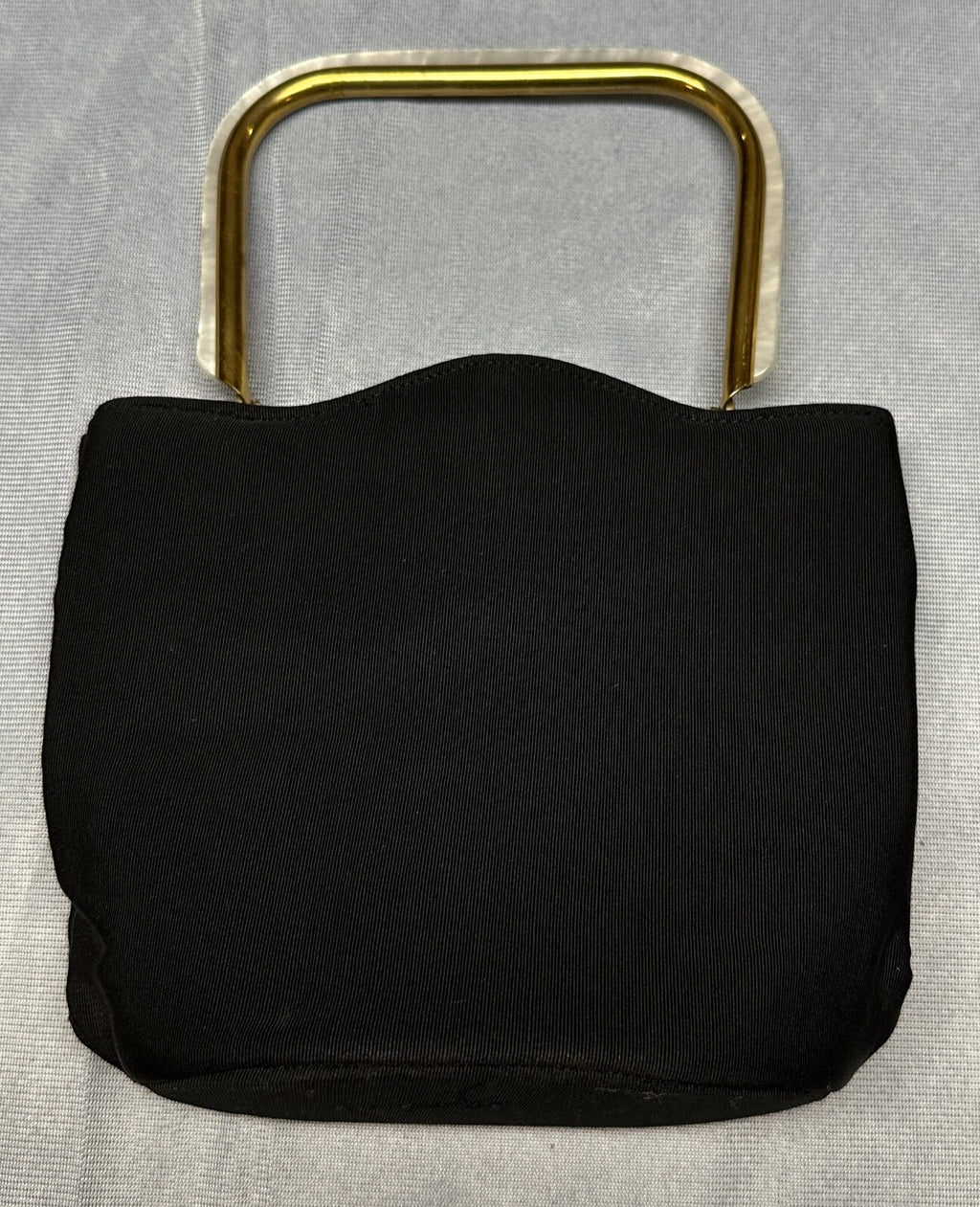 Vintage 60's Deco Black /w Gold Handle & Latch Womens Purse - Bakelite? Lucite?