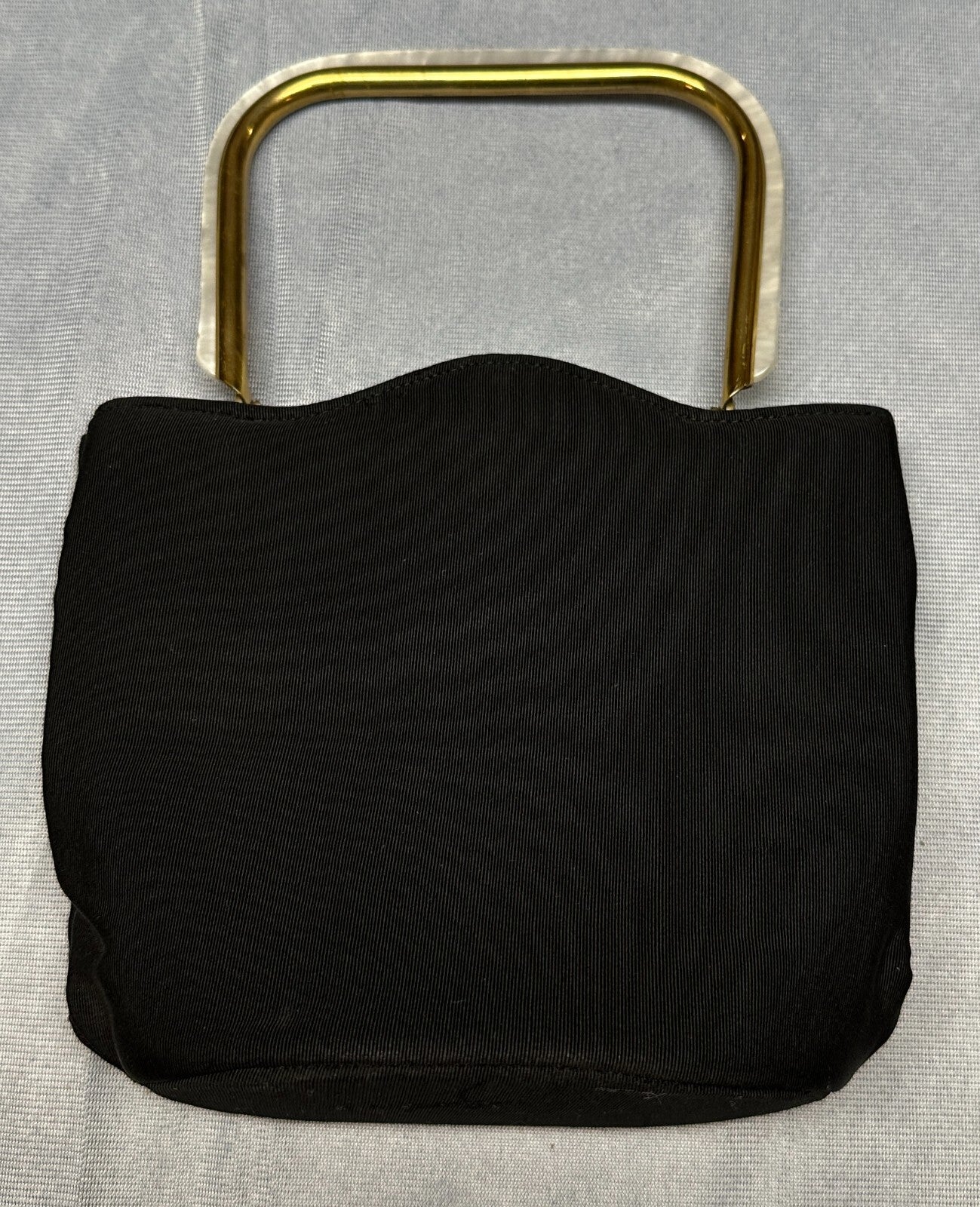 Vintage 60's Deco Black /w Gold Handle & Latch Womens Purse - Bakelite? Lucite?