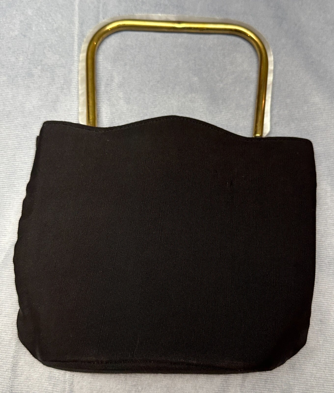 Vintage 60's Deco Black /w Gold Handle & Latch Womens Purse - Bakelite? Lucite?