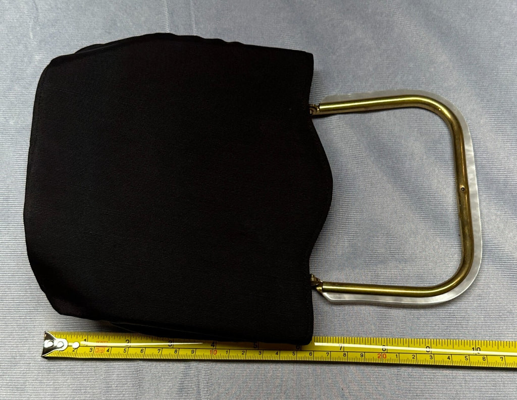 Vintage 60's Deco Black /w Gold Handle & Latch Womens Purse - Bakelite? Lucite?