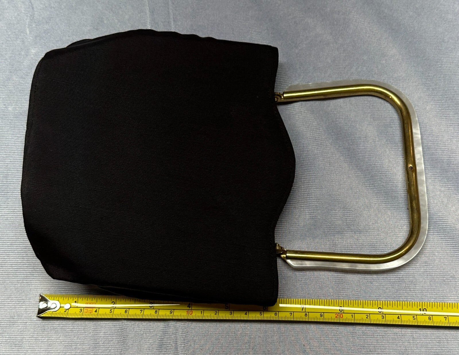 Vintage 60's Deco Black /w Gold Handle & Latch Womens Purse - Bakelite? Lucite?