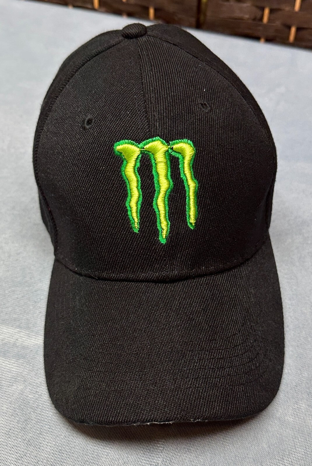 Black Vintage Adjustable OSFM Monster Energy Drink Hat Cap /w Logo Wool Acrylic