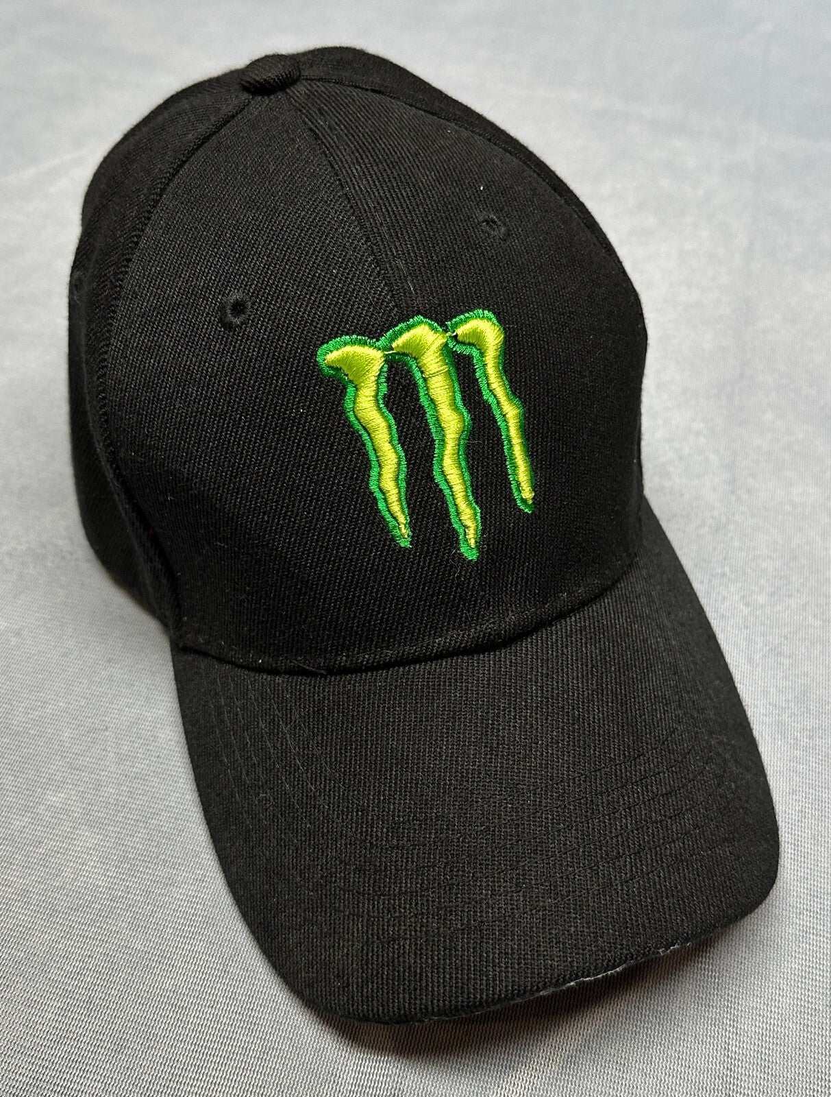 Black Vintage Adjustable OSFM Monster Energy Drink Hat Cap /w Logo Wool Acrylic