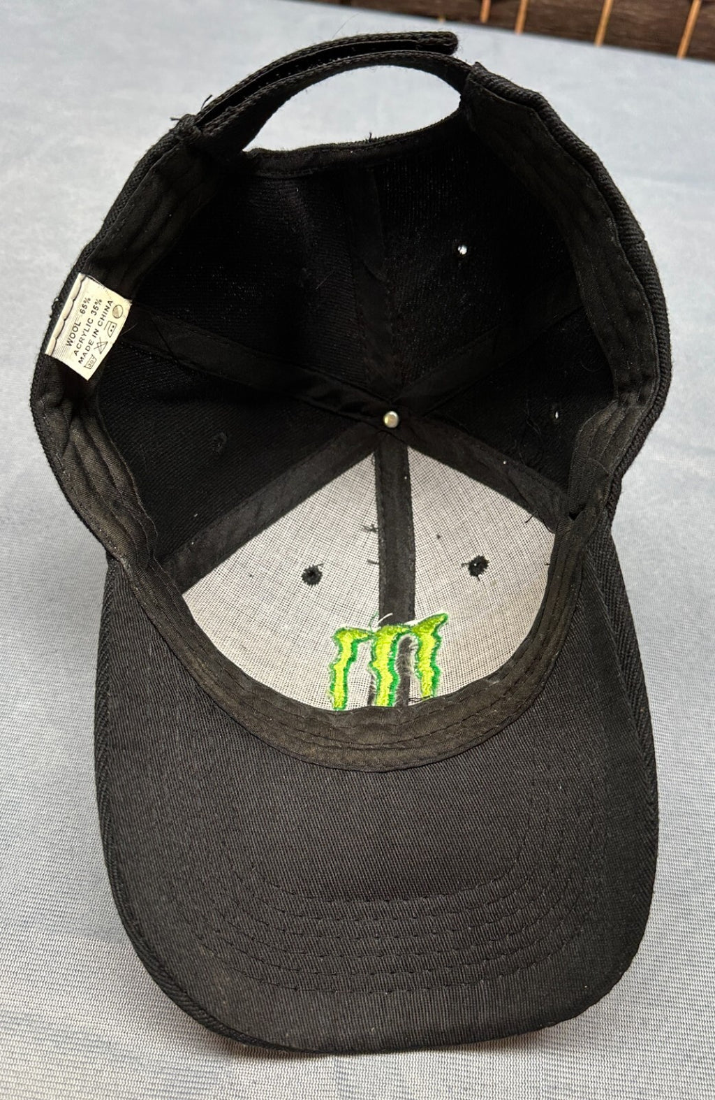 Black Vintage Adjustable OSFM Monster Energy Drink Hat Cap /w Logo Wool Acrylic