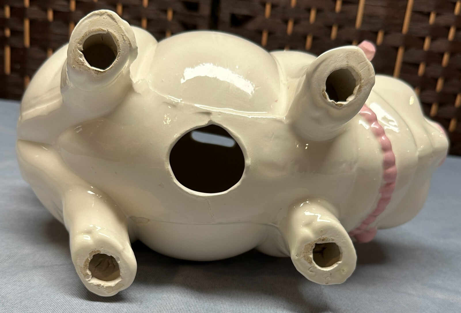 Vintage Ceramic Piggy Bank - Pig /w Feathered Top Hat & Jewelry Fancy - Japan?