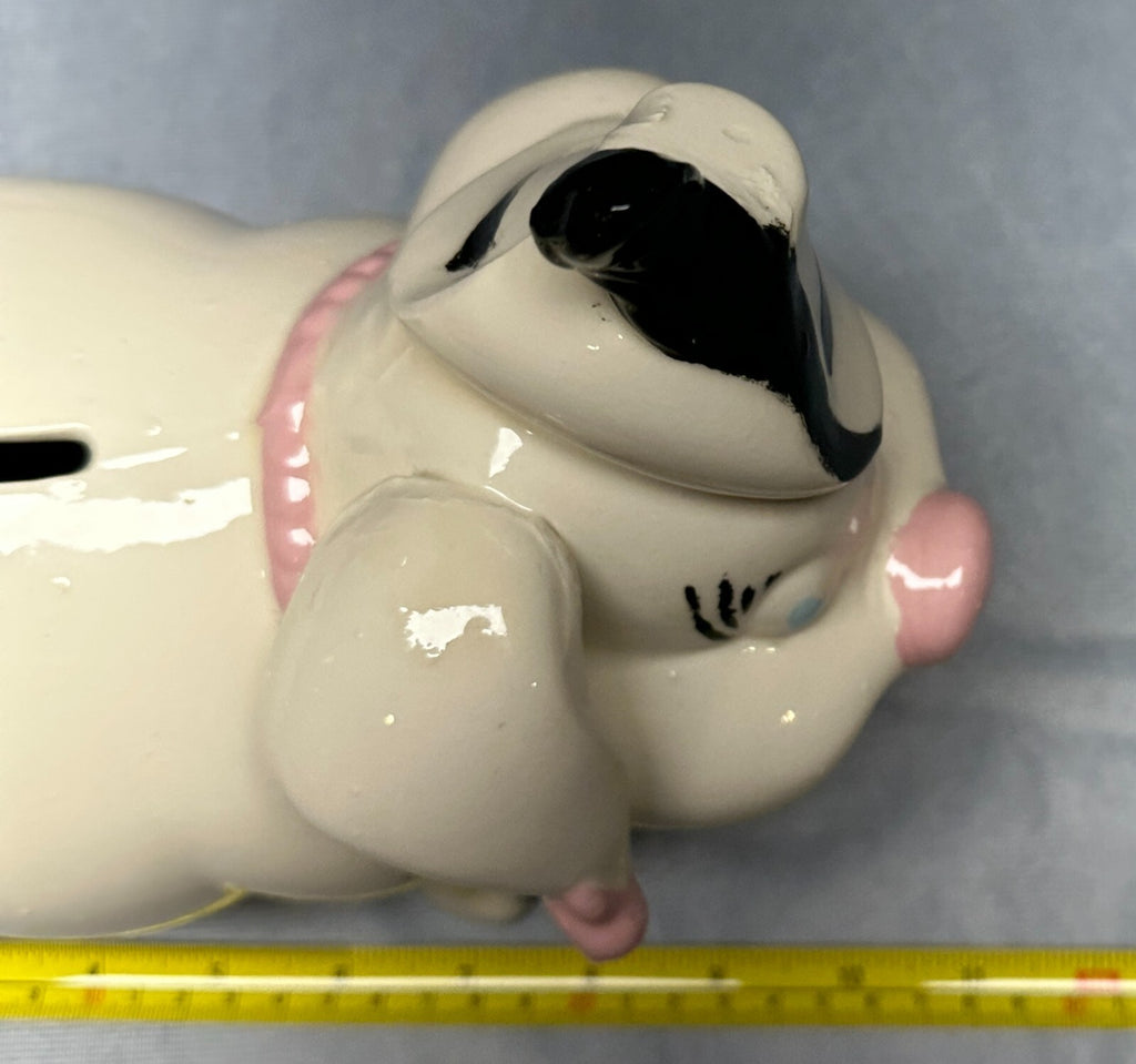 Vintage Ceramic Piggy Bank - Pig /w Feathered Top Hat & Jewelry Fancy - Japan?