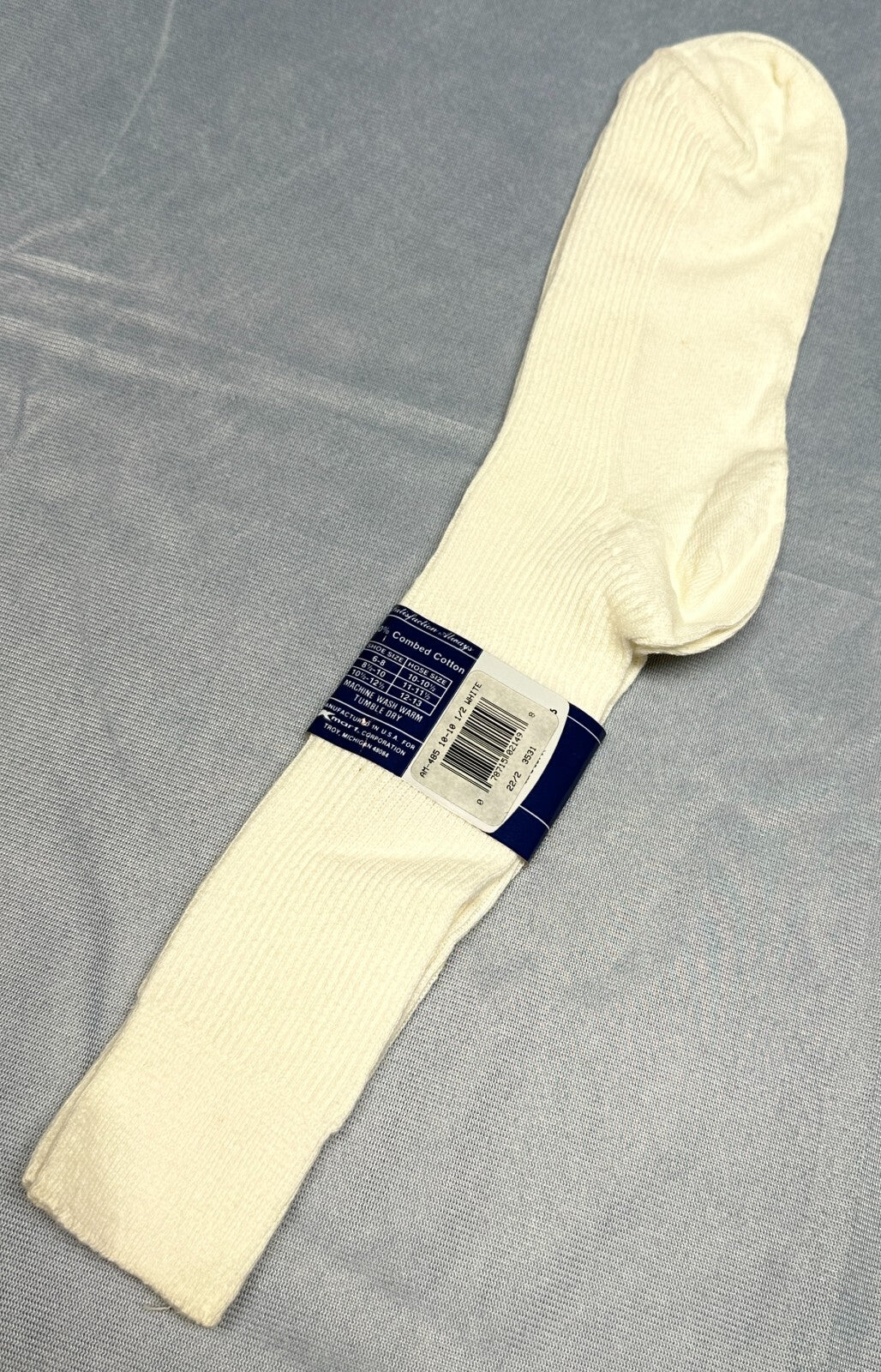 Vintage Private Club Stretchy Cotton Mens White Socks 10-10.5 Combed Cotton NWT
