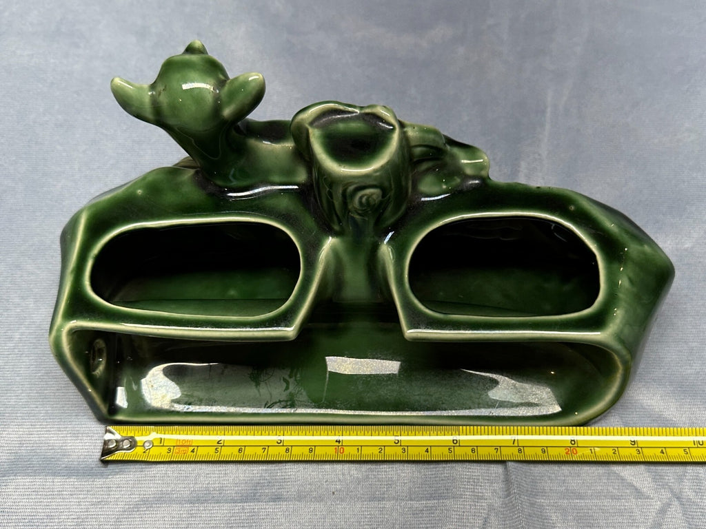 Vtg Deer Gazelle TV Light Bulb Planter All Original 5x10.25" Green Mid Century