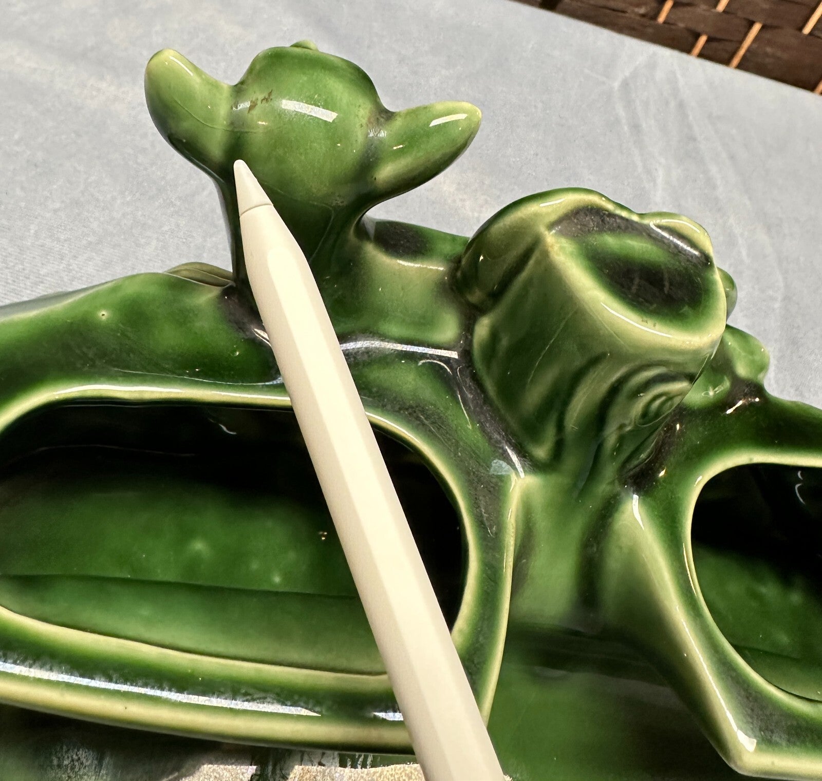 Vtg Deer Gazelle TV Light Bulb Planter All Original 5x10.25" Green Mid Century