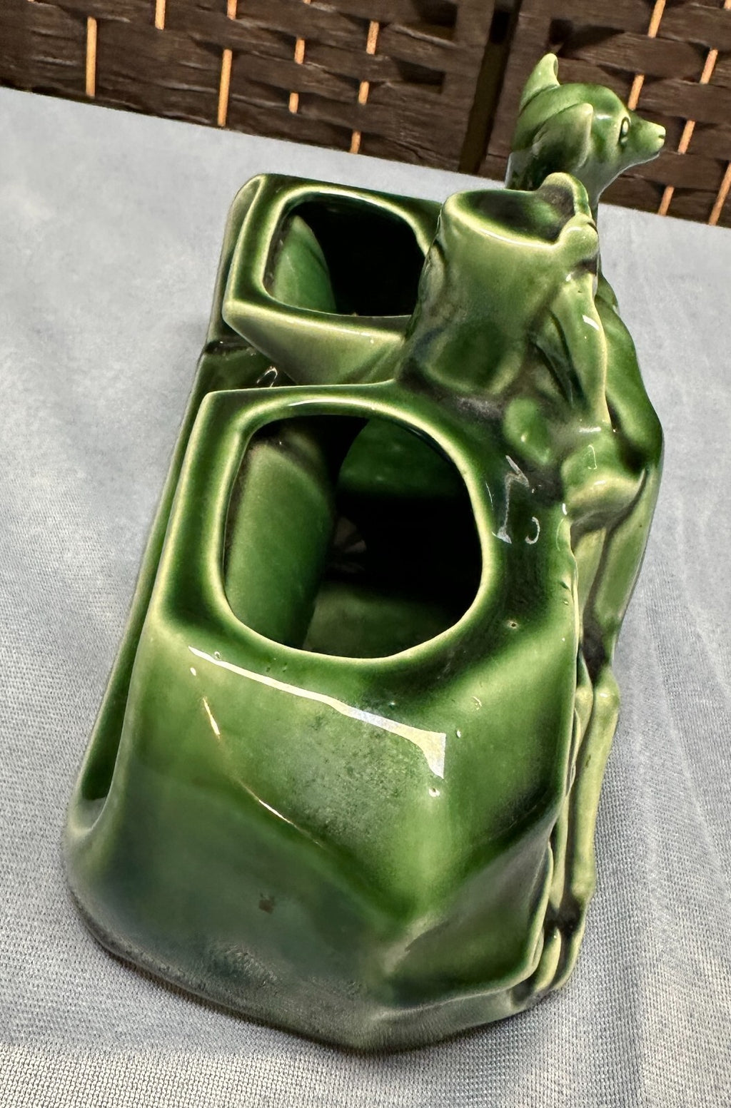 Vtg Deer Gazelle TV Light Bulb Planter All Original 5x10.25" Green Mid Century
