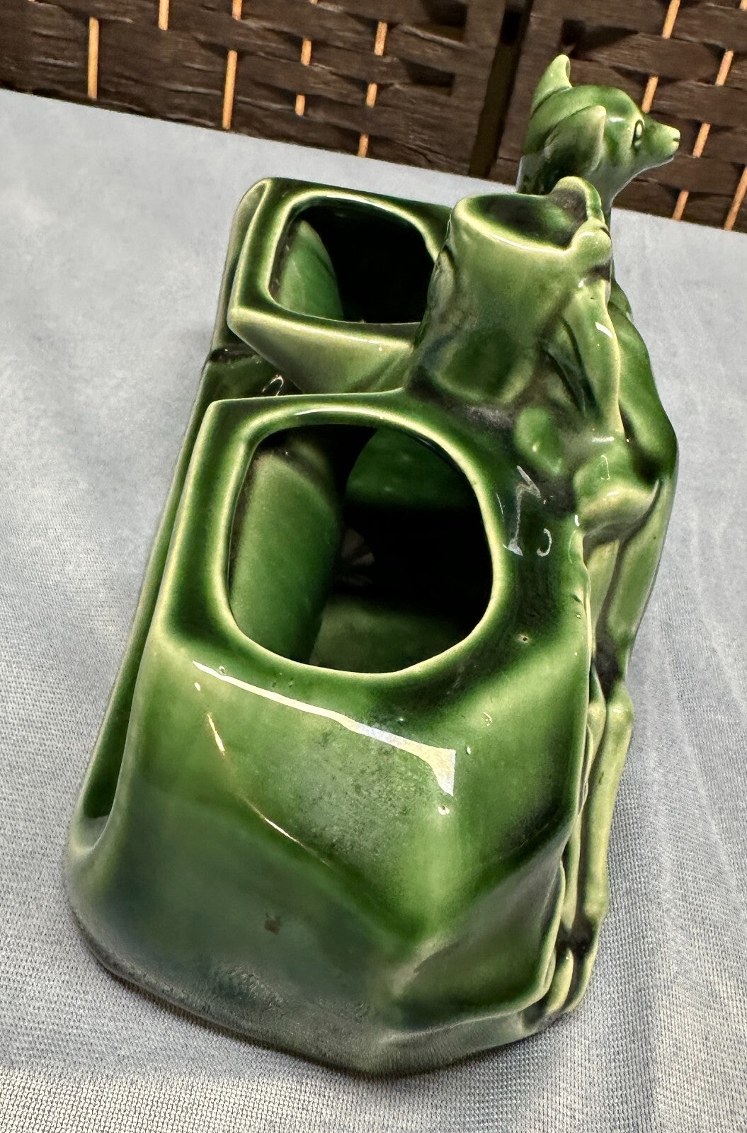 Vtg Deer Gazelle TV Light Bulb Planter All Original 5x10.25" Green Mid Century