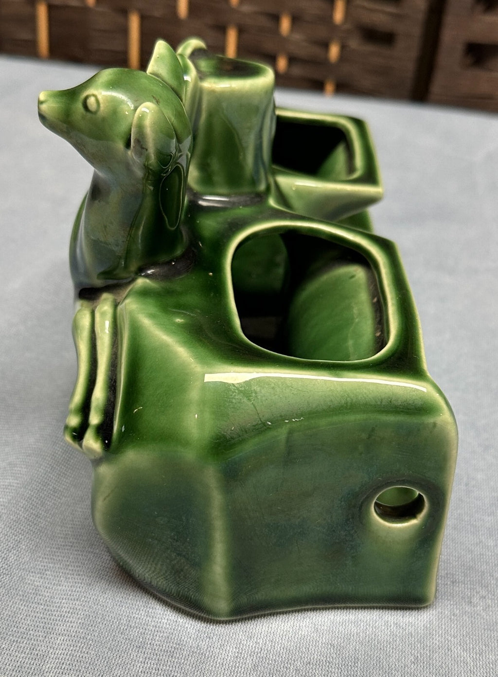 Vtg Deer Gazelle TV Light Bulb Planter All Original 5x10.25" Green Mid Century