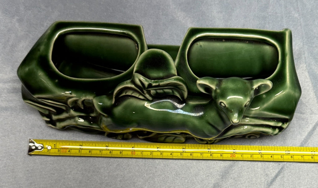 Vtg Deer Gazelle TV Light Bulb Planter All Original 5x10.25" Green Mid Century