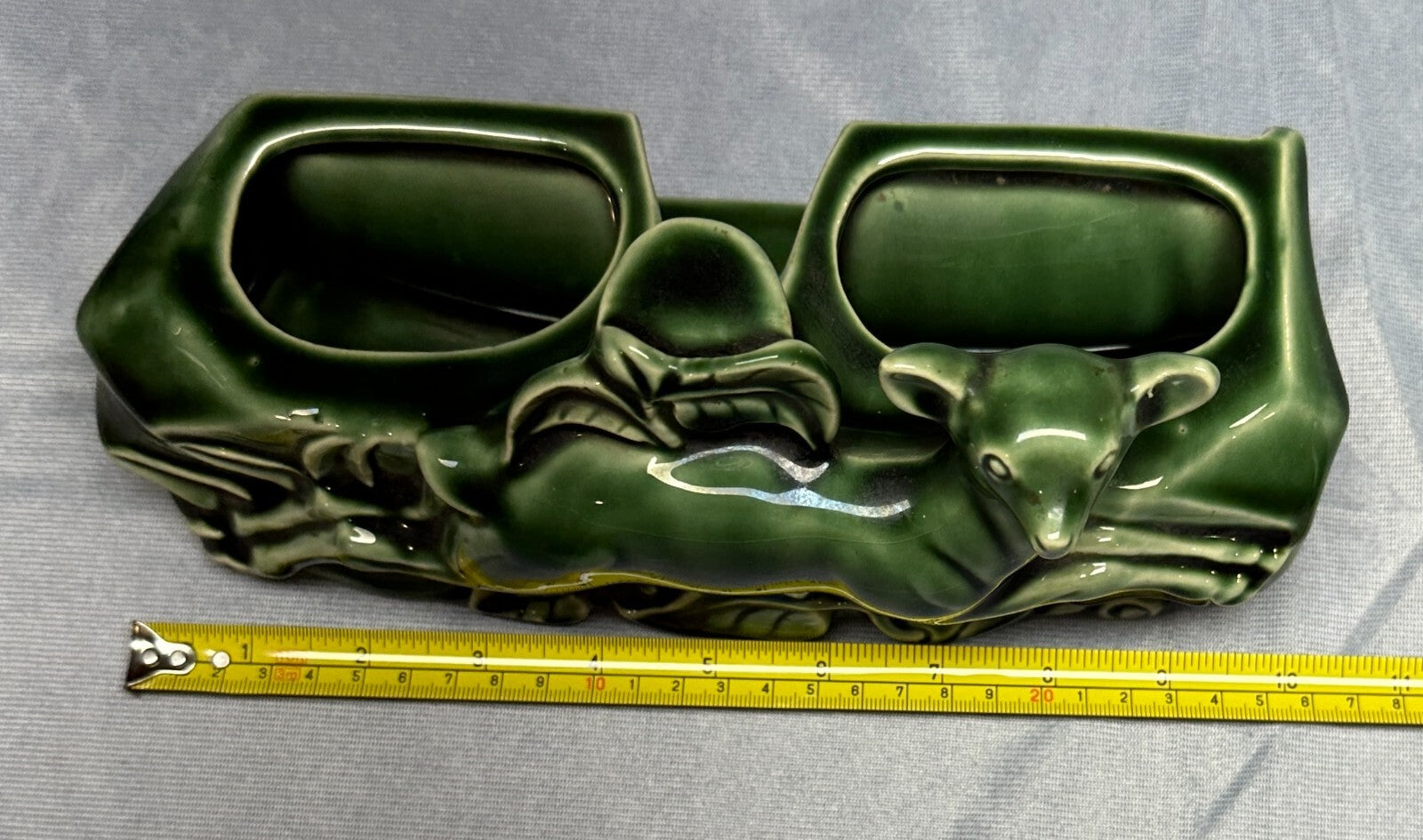 Vtg Deer Gazelle TV Light Bulb Planter All Original 5x10.25" Green Mid Century