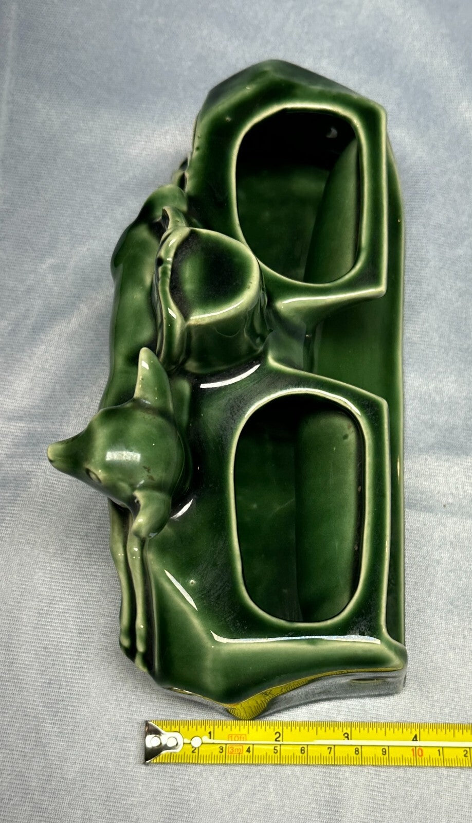 Vtg Deer Gazelle TV Light Bulb Planter All Original 5x10.25" Green Mid Century