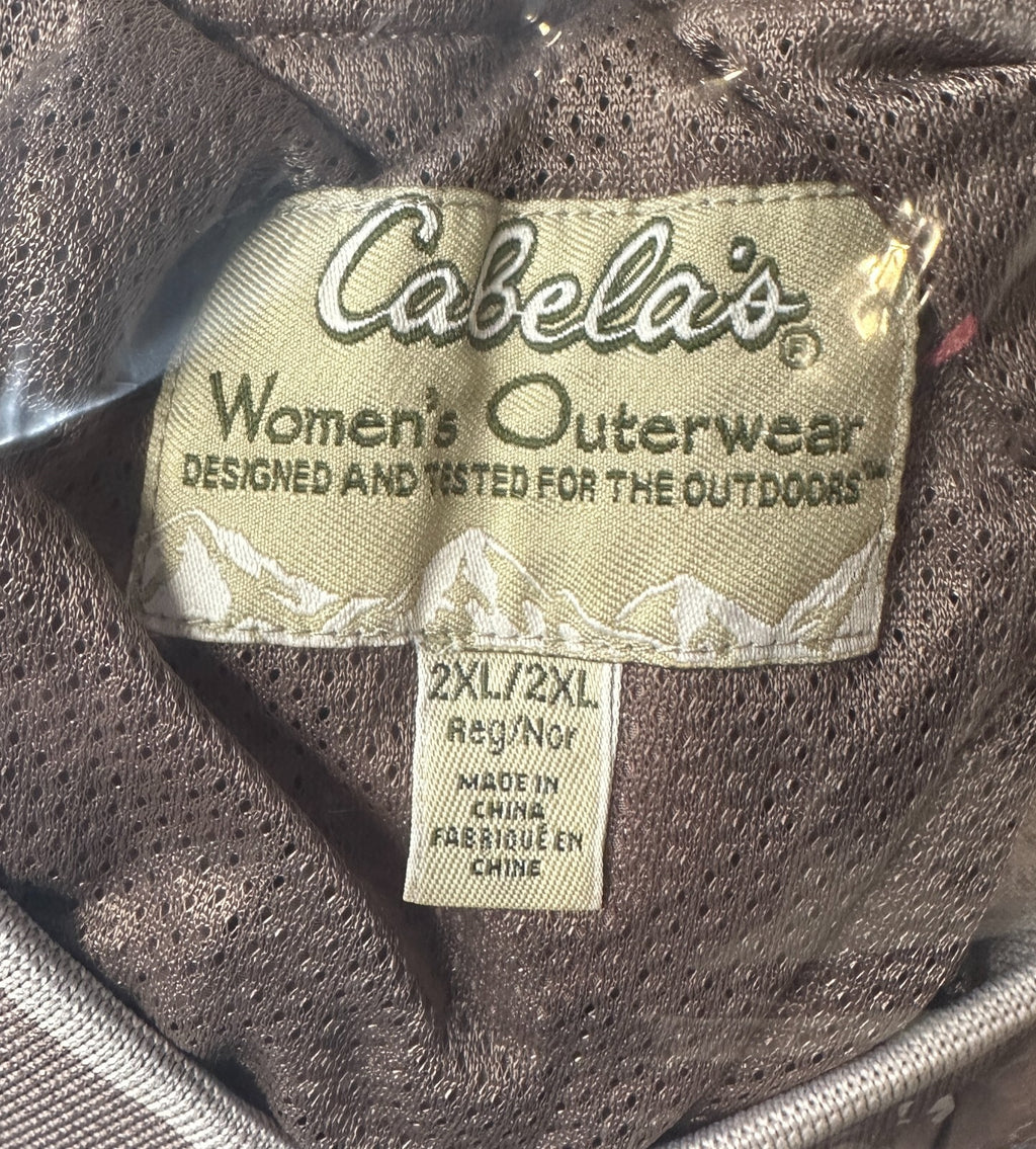 Cabelas Pullover Womens 2XL Brown Windbreaker V Neck Casual Golf "Windcrest"