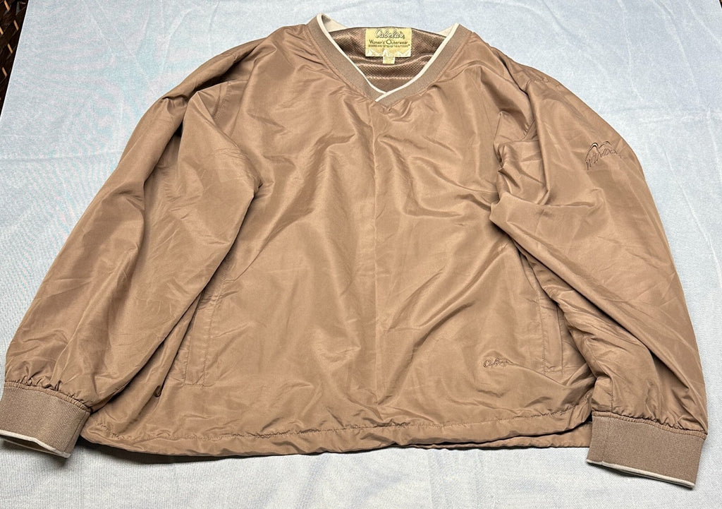 Cabelas Pullover Womens 2XL Brown Windbreaker V Neck Casual Golf "Windcrest"