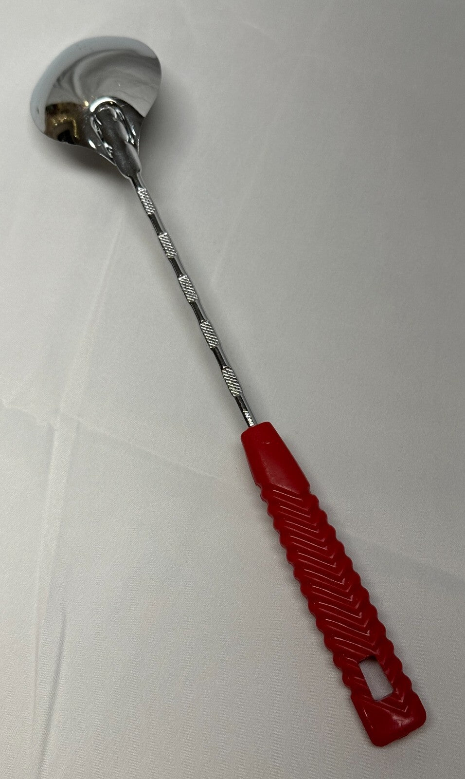 Vintage Nevco Cooking Serving Spoon Forged Stainless Steel Japan Red Hand