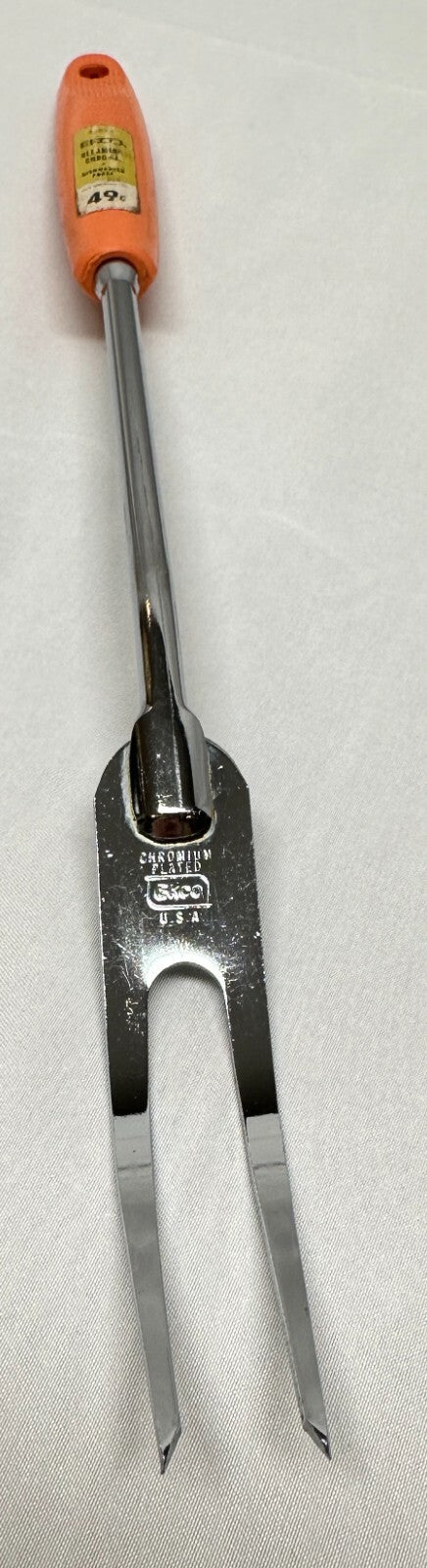 Vintage EKCO Meat Fork with Orange Handle NWT NOS