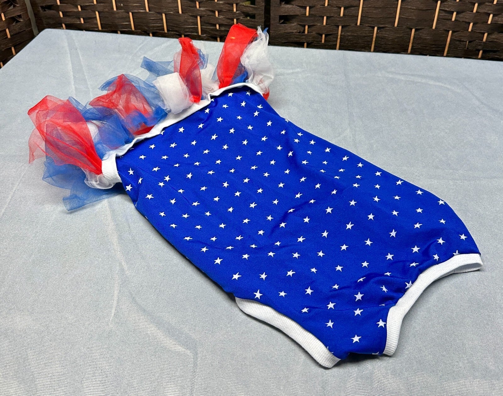 Dog Puppy American Flag Tutu Shirt Outfit 4th Fourth of July Dog Apparel Size M