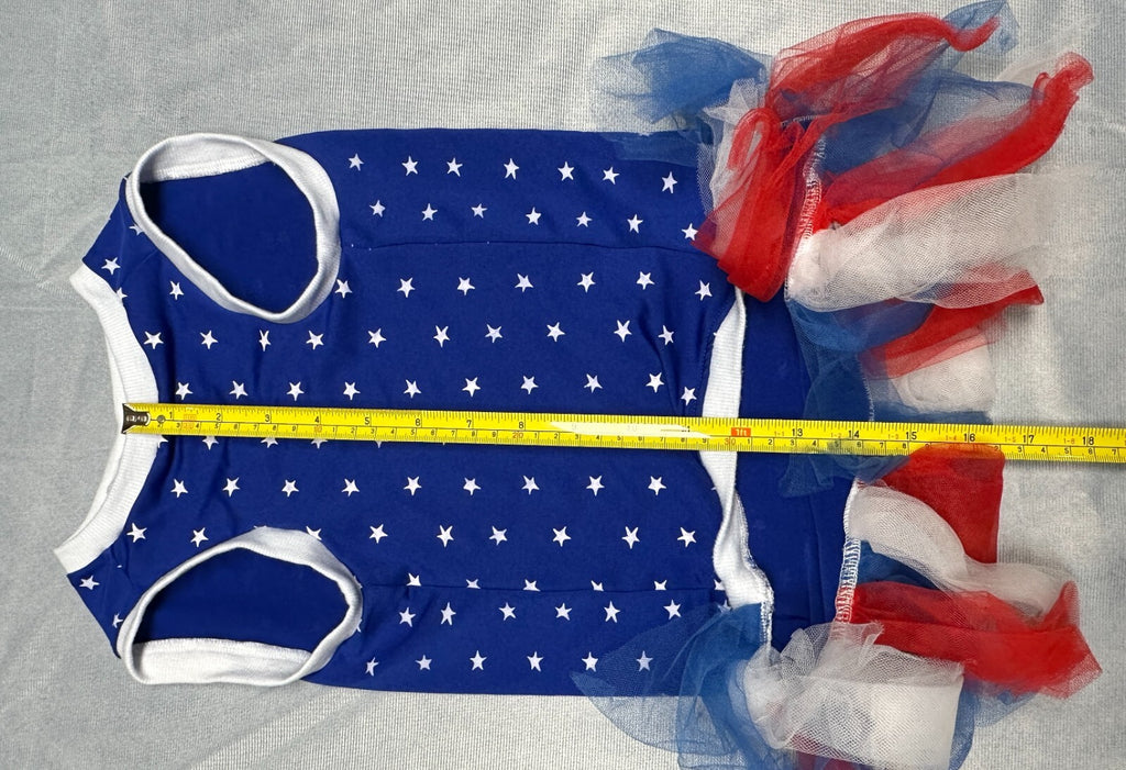 Dog Puppy American Flag Tutu Shirt Outfit 4th Fourth of July Dog Apparel Size M