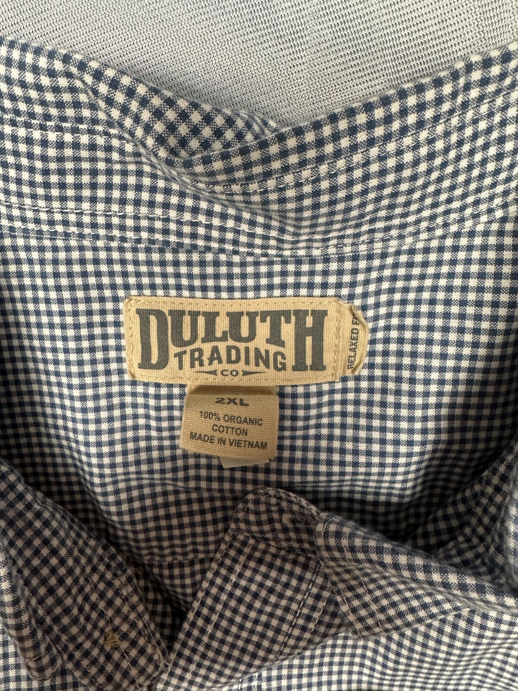 Duluth Trading Co Short Sleeve Button Shirt Mens 2XL Plaid Blue Check