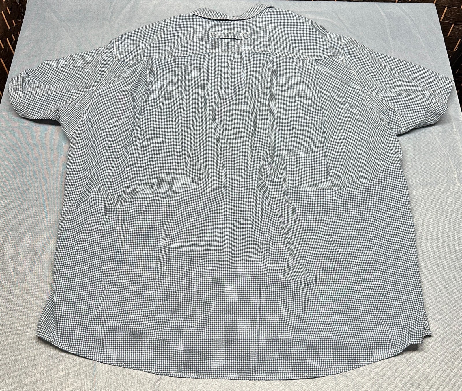 Duluth Trading Co Short Sleeve Button Shirt Mens 2XL Plaid Blue Check