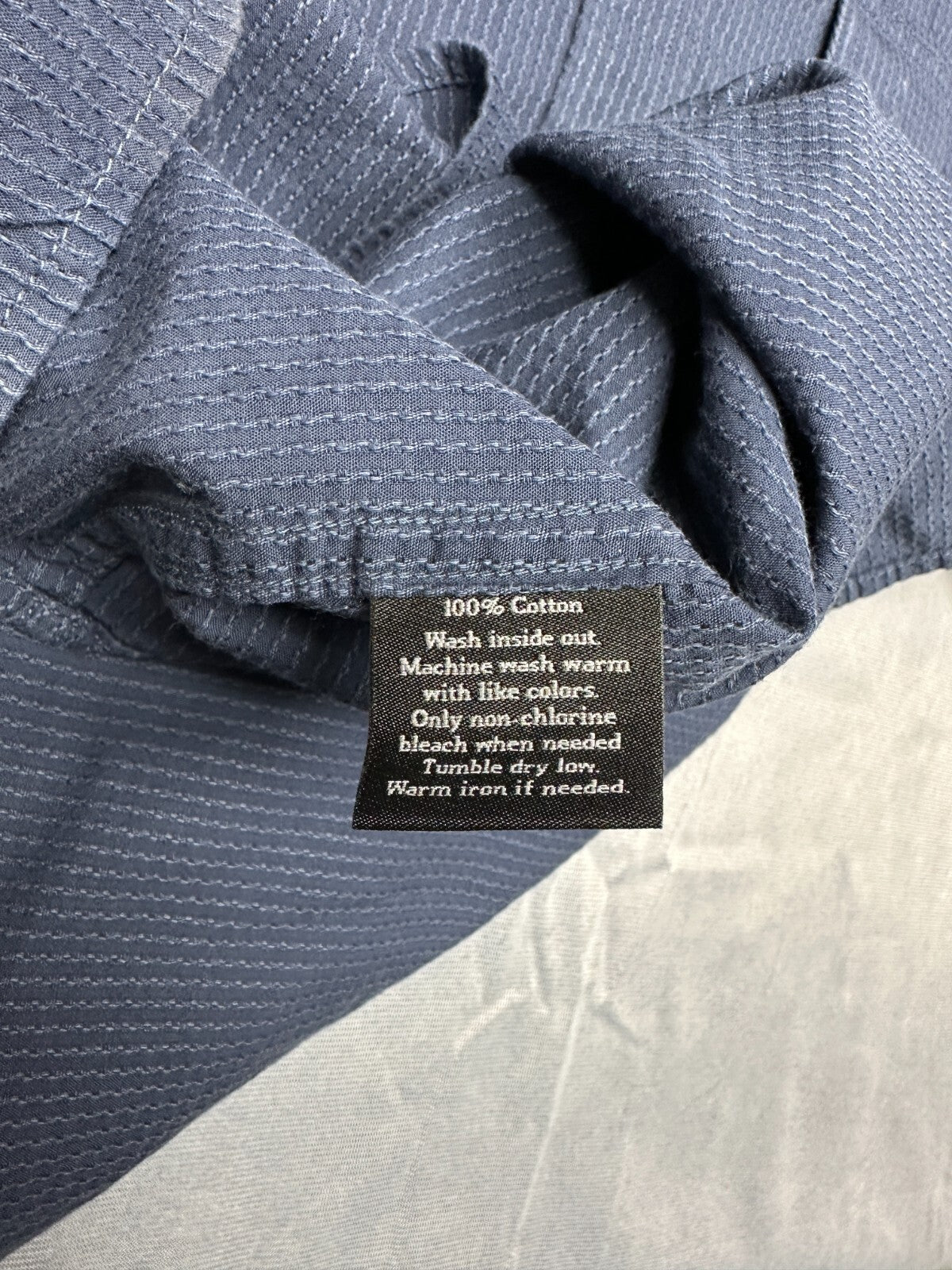 Rock & Republic Shirt Mens Large Blue Button Down Roll Tab 100% Cotton Striped