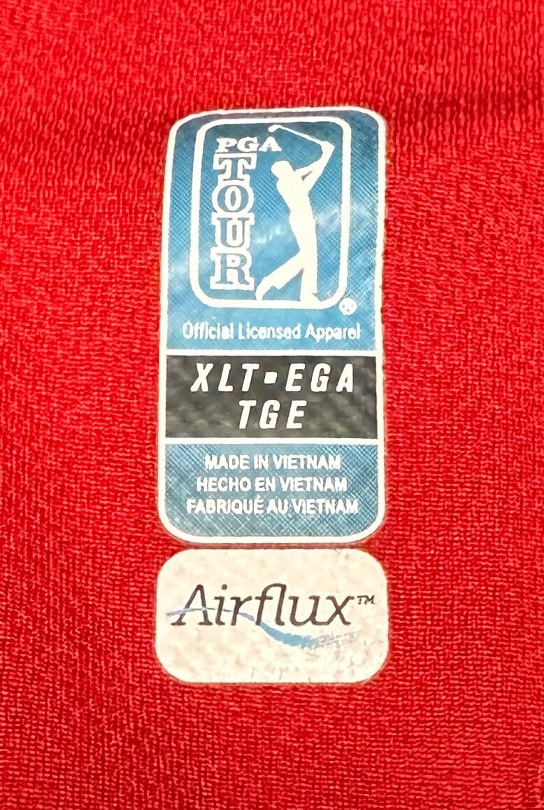 PGA Tour Men’s Pre-Owned XLT Airflux Red/Maroon Long Sleeve Collared Shirt Polo