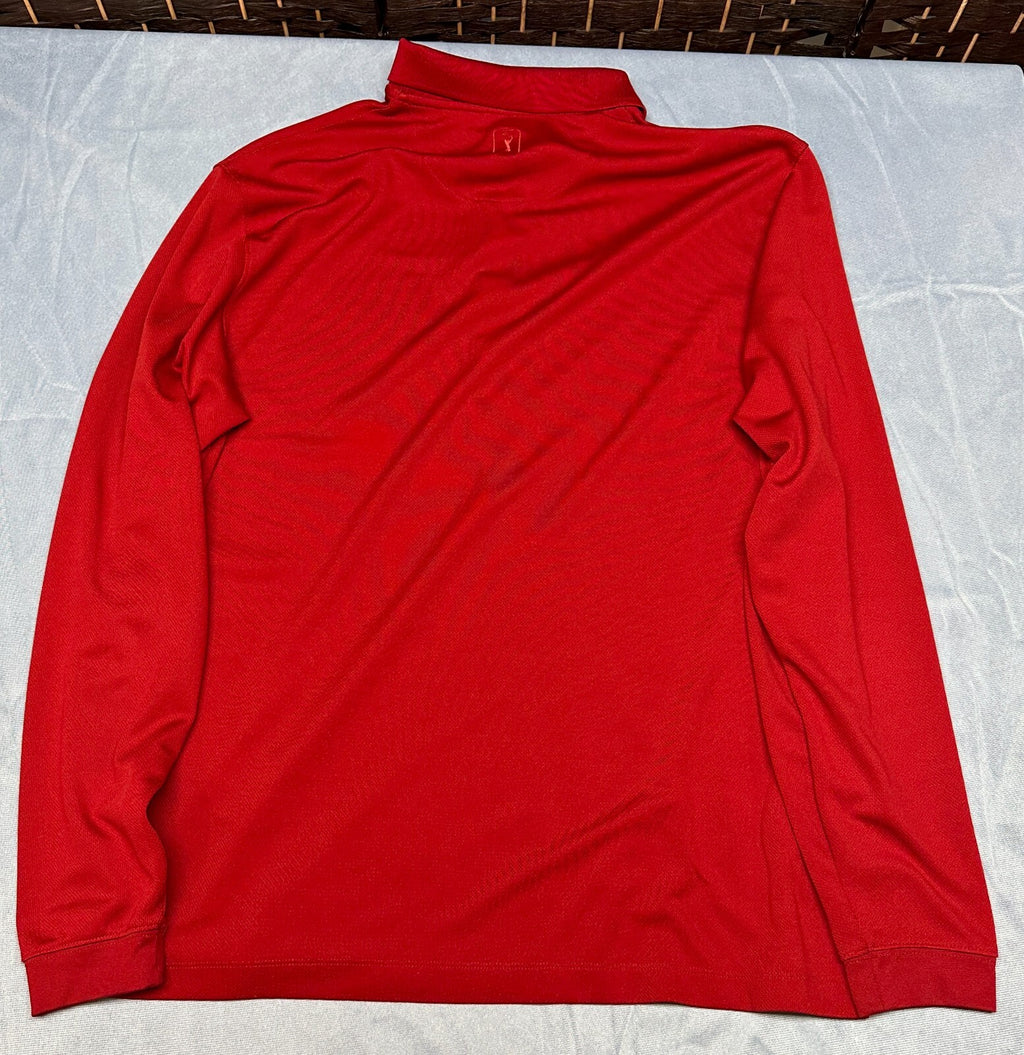PGA Tour Men’s Pre-Owned XLT Airflux Red/Maroon Long Sleeve Collared Shirt Polo
