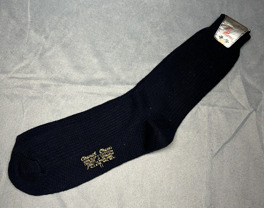 Vintage Le Mans Casual Crews 100% Soft Cotton Socks Black 1 Pair NWT NOS Size 11