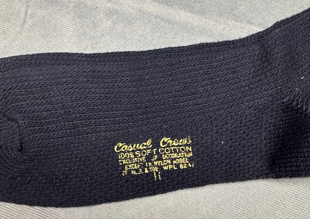 Vintage Le Mans Casual Crews 100% Soft Cotton Socks Black 1 Pair NWT NOS Size 11