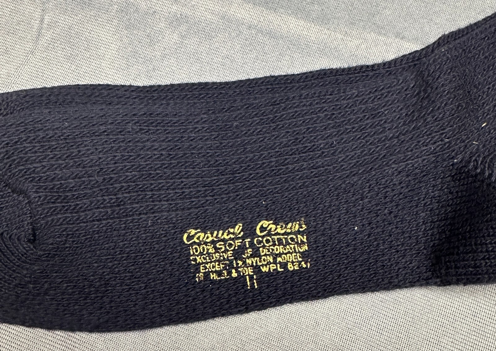 Vintage Le Mans Casual Crews 100% Soft Cotton Socks Black 1 Pair NWT NOS Size 11