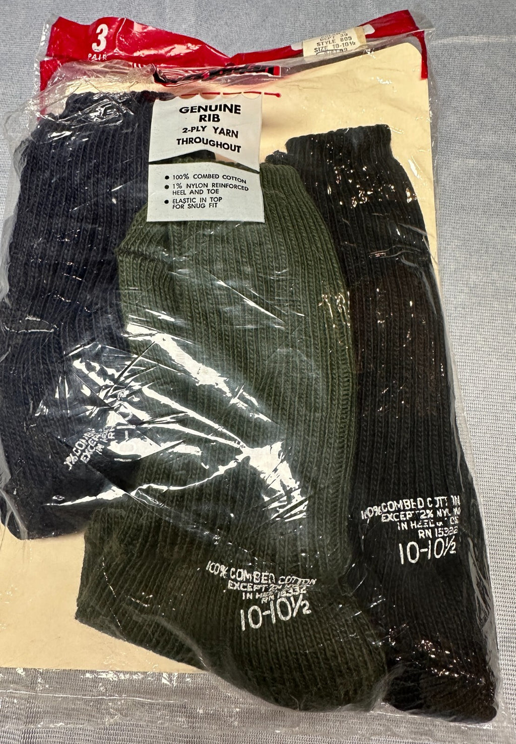 New Vintage Buzz Jordan Boys Arlan's Rib Socks 3-pack Combed Cotton 10-10 1/2