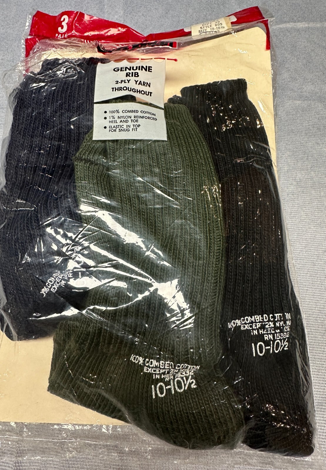 New Vintage Buzz Jordan Boys Arlan's Rib Socks 3-pack Combed Cotton 10-10 1/2