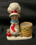 JASCO 1978 Christmas Luvkins Grandma Kitten Yarn Votive Candle Holder Figurine