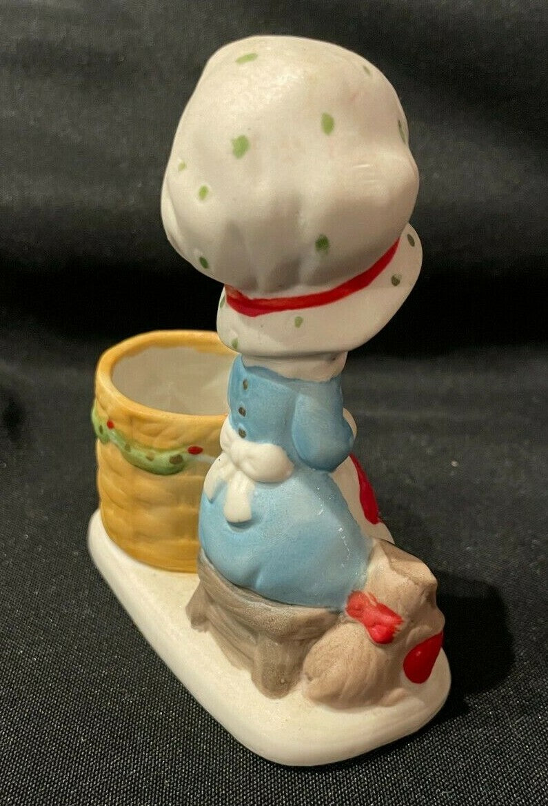 JASCO 1978 Christmas Luvkins Grandma Kitten Yarn Votive Candle Holder Figurine