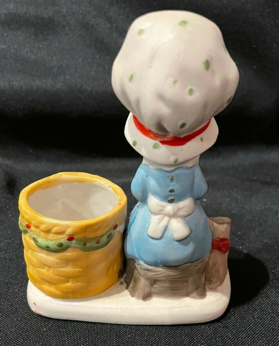 JASCO 1978 Christmas Luvkins Grandma Kitten Yarn Votive Candle Holder Figurine
